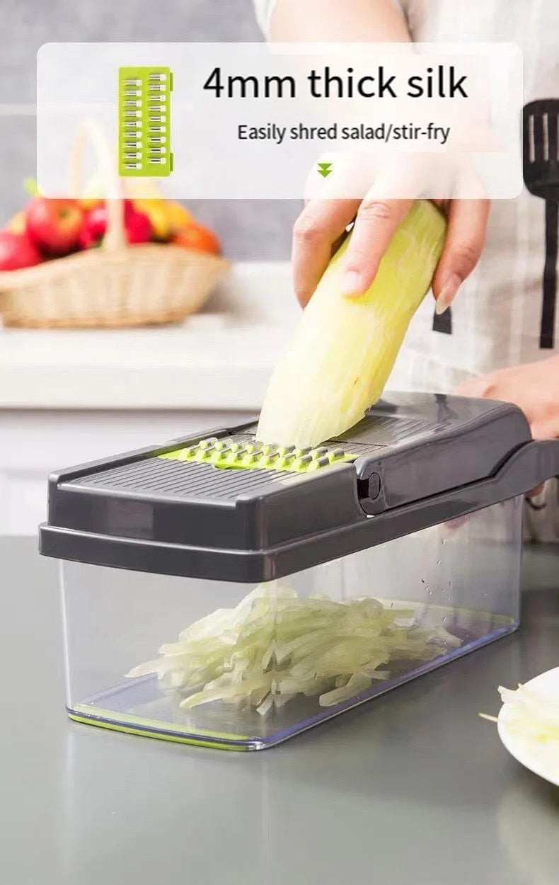 14/16 bucăți multifuncționale feliator de legume tăietor de calitate alimentară tocator cu coș fructe cartofi ceapă tocator Chopper răzătoare de morcovi