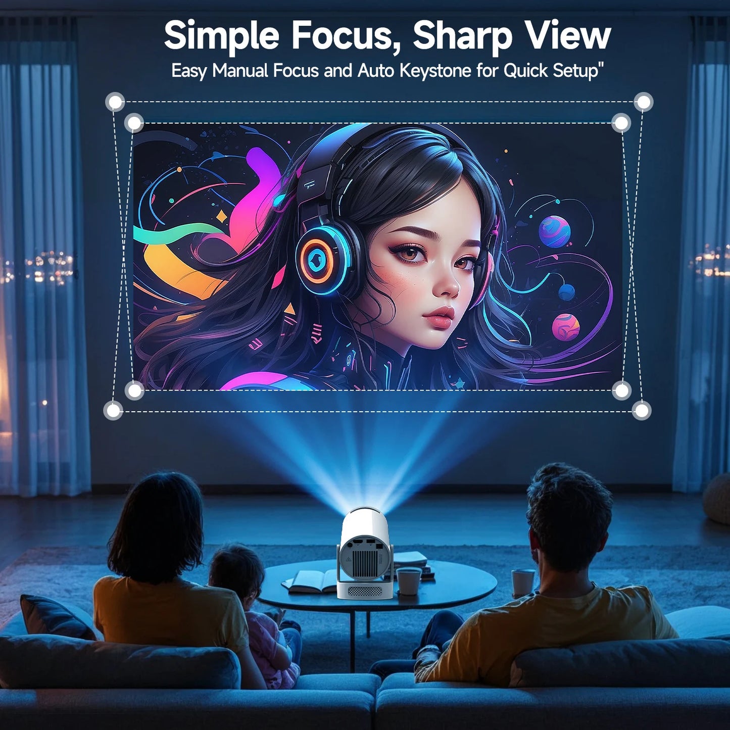 Proiector Magcubic HY300 Pro+ 2025 Android 11, 300 ANSI lumeni, WiFi 6, Bluetooth 5.4, 1080P, suport 4K, proiector de filme portabil pentru exterior