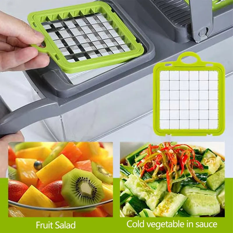 14/16 bucăți multifuncționale feliator de legume tăietor de calitate alimentară tocator cu coș fructe cartofi ceapă tocator Chopper răzătoare de morcovi