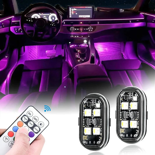 2/4 buc 8 culori lumini stroboscopice cu LED pentru decorarea mașinii fără fir