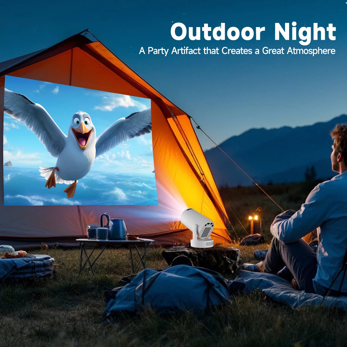 Proiector Magcubic HY300 Pro+ 2025 Android 11, 300 ANSI lumeni, WiFi 6, Bluetooth 5.4, 1080P, suport 4K, proiector de filme portabil pentru exterior