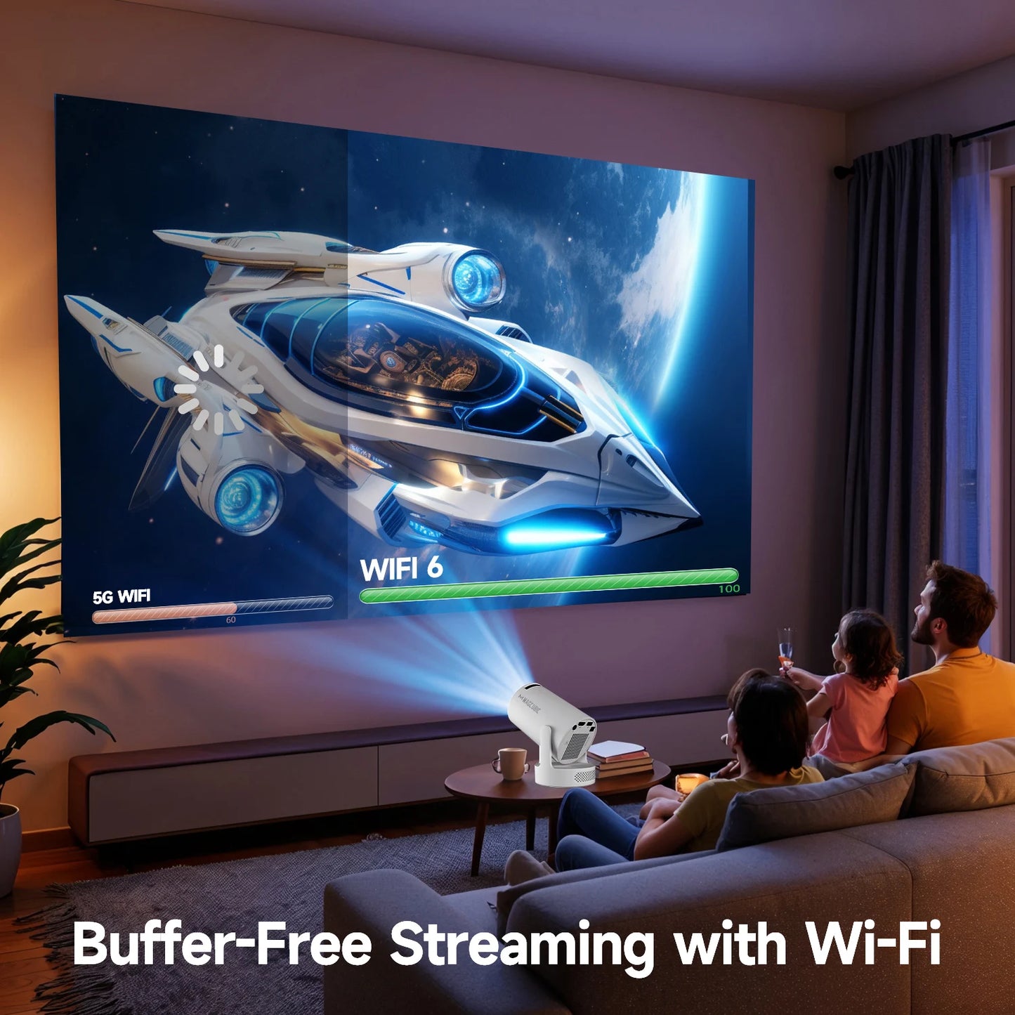 Proiector Magcubic HY300 Pro+ 2025 Android 11, 300 ANSI lumeni, WiFi 6, Bluetooth 5.4, 1080P, suport 4K, proiector de filme portabil pentru exterior